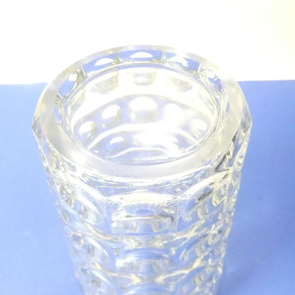 Sklo Union Vase 1960s MCM Lens Clear Glass 8